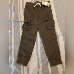 Olive Green Cargo Joggers with Drawstring
